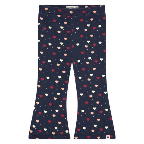 Babyface flared broek met hartjes blauw Meisjes Stretchkatoen Hartjes - maat 92 afbeelding