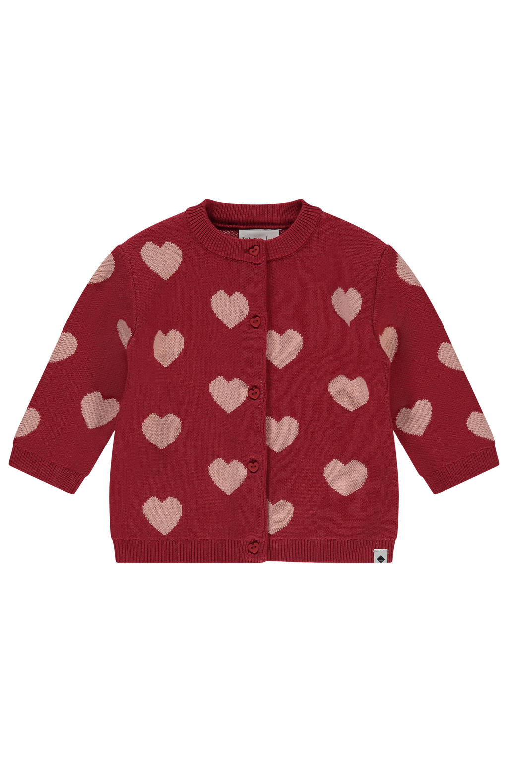 Rood en roze meisjes Babyface vest fijn gebreid van katoen met lange mouwen, ronde hals en knoopsluiting