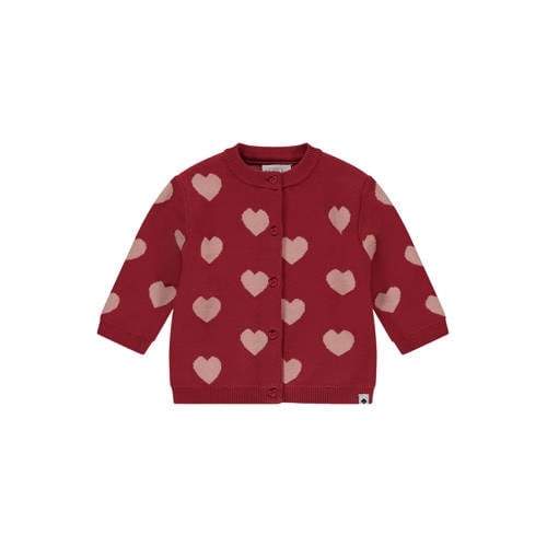 Babyface vest met hartjes rood fijn gebreid Meisjes Katoen Ronde hals Hartjes