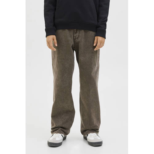 JACK & JONES JUNIOR loose casual broek donkergroen Jongens Katoen Effen