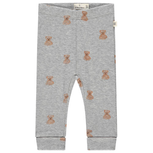 A Tiny Story slim babybroek grijs Jongens Stretchkatoen All over print