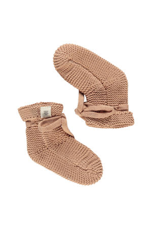 gebreide baby slofjes bruin