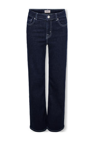 high waist wide leg jeans dark blue denim