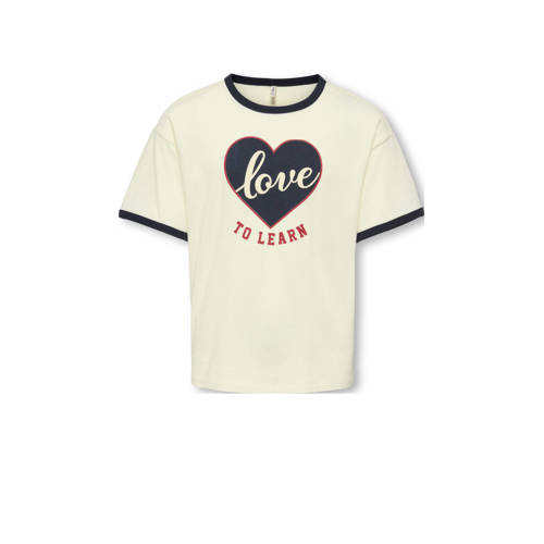 KIDS ONLY GIRL T-shirt ecru Meisjes Katoen Ronde hals Printopdruk - maat 146/152 afbeelding