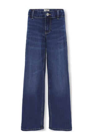 high waist wide leg jeans dark blue denim
