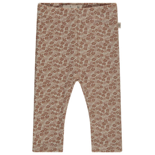 A Tiny Story slim gebloemde legging bruin Broek Jongens/Meisjes Stretchkatoen