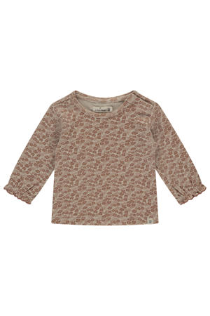 gebloemde longsleeve bruin