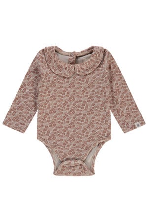romper met bloemen print bruin/beige