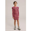 WE Fashion korte jurk roze/bordeaux