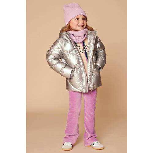 Stains&Stories gewatteerde jas zilver Meisjes Polyamide Capuchon Effen - maat 98 afbeelding