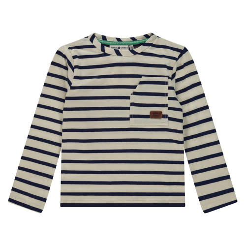 Stains&Stories gestreepte longsleeve ecru Jongens Stretchkatoen Ronde hals - maat 134 afbeelding