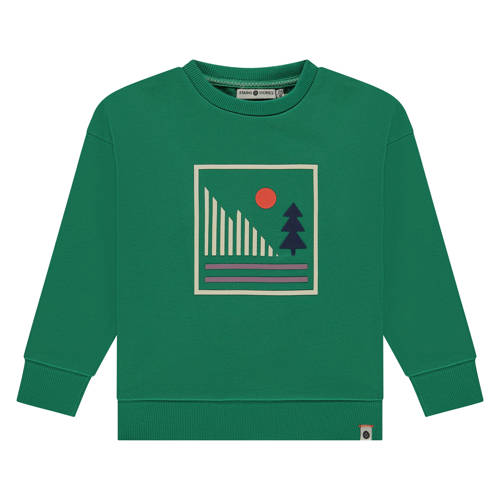 Stains&Stories sweater groen Printopdruk - maat 128 afbeelding