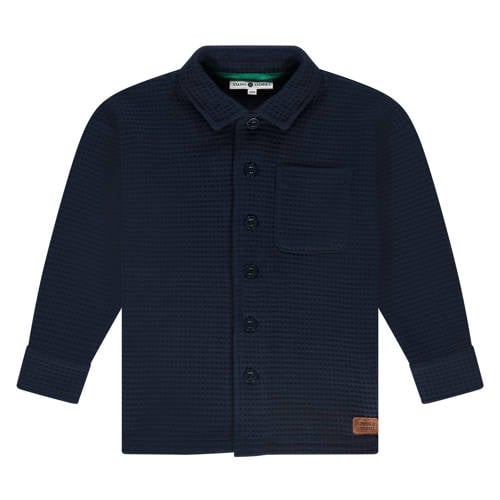 Stains&Stories overhemd donkerblauw Jongens Polyester Klassieke kraag Effen - maat 110 afbeelding
