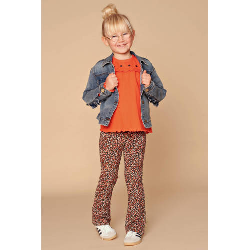 Stains&Stories flared legging oranje Broek Meisjes Stretchkatoen All over print - maat 140 afbeelding