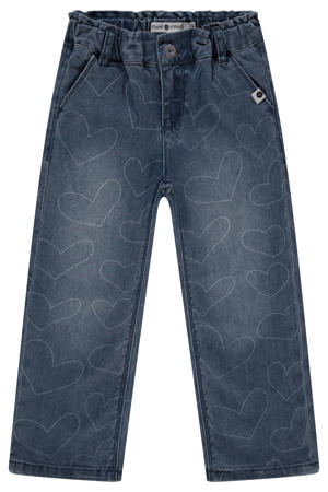 regular waist regular fit jeans met hartjes medium blue denim