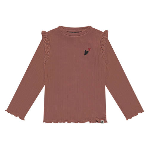 Stains&Stories longsleeve oudroze rib gebreid Meisjes Katoen Ronde hals - maat 116 afbeelding