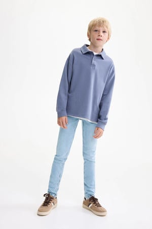 waist skinny jeans light blue denim