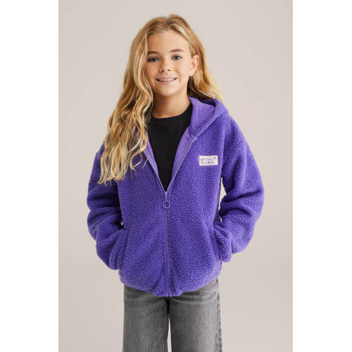 WE Fashion teddy fleecevest paars Effen - maat 170/176 afbeelding