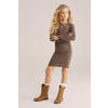 WE Fashion bodycon jurk bruin/zwart