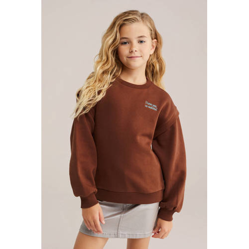 WE Fashion sweater donker oranje Effen - maat 134/140 afbeelding