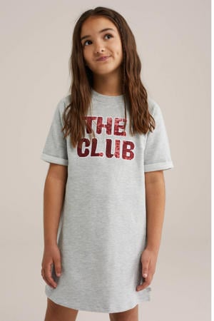 t-shirtjurk met pailletten grijs melange