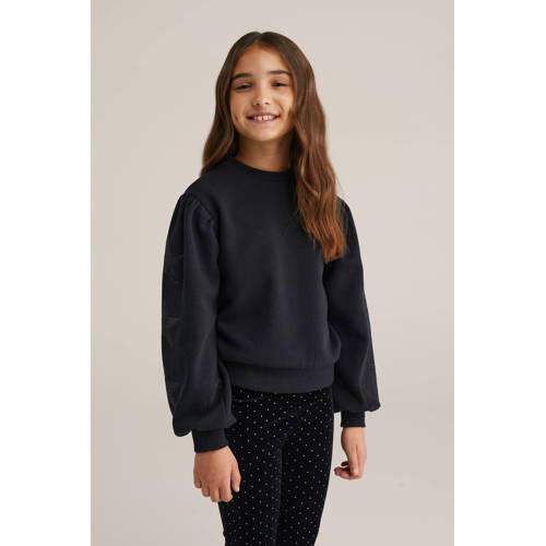 WE Fashion sweater zwart Sterren - maat 158/164 | Sweater van WE Fashion afbeelding