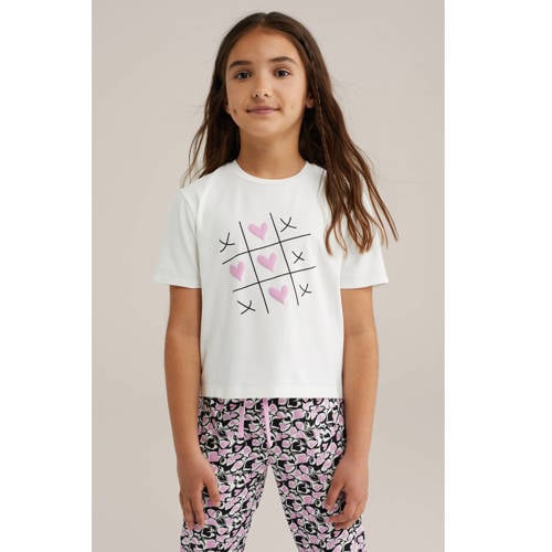 WE Fashion pyjama roze Meisjes Stretchkatoen Ronde hals All over print