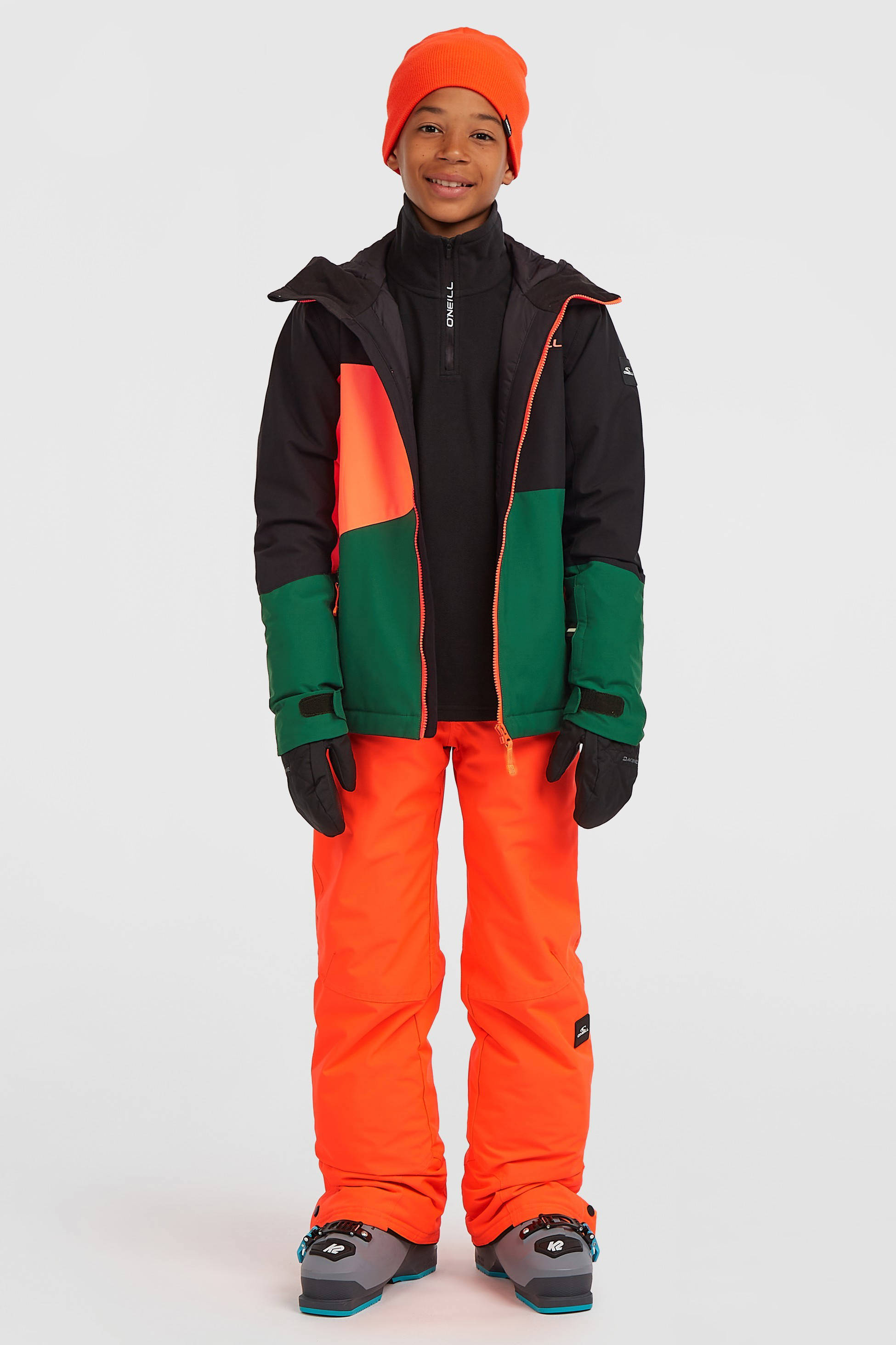 O'Neill ski-jas FWC'Cruz Triple zwart/oranje/groen | kleertjes.com