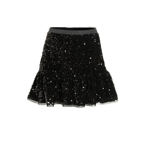 Anytime A-lijn rok met pailletten zwart Meisjes Polyester Effen