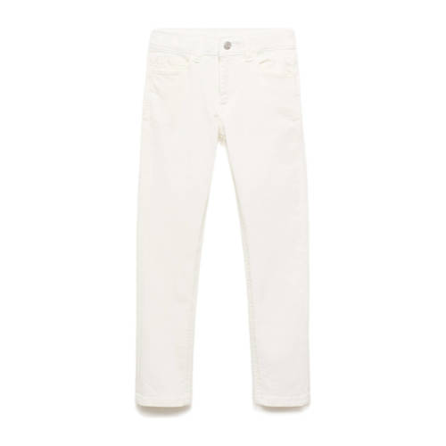 Mango Kids waist slim fit jeans wit Jongens Denim Effen - maat 128 afbeelding