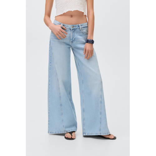 MANGO TEEN wide leg jeans light blue denim Blauw Effen - maat 168(M) afbeelding