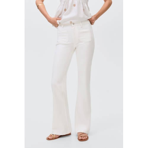 MANGO TEEN flared jeans wit Meisjes Denim Effen - maat 158(XS) afbeelding