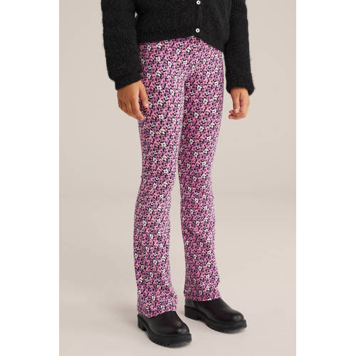 WE Fashion flared broek roze Meisjes Viscose All over print - maat 134 afbeelding