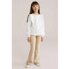 WE Fashion fluwelen flared flared broek zand