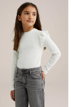 longsleeve rib gebreid wit