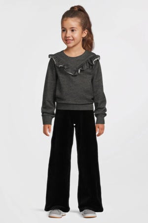 fluwelen wide leg broek zwart