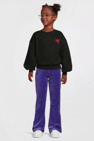 velvet flared broek paars