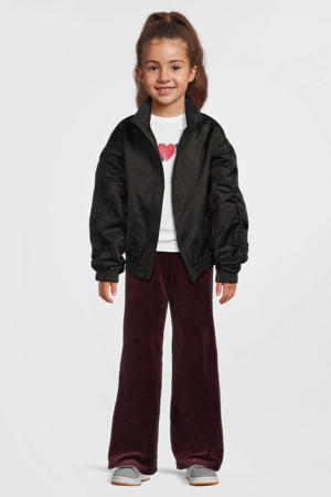 fluwelen wide leg broek bordeauxrood