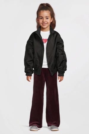 fluwelen wide leg broek bordeauxrood