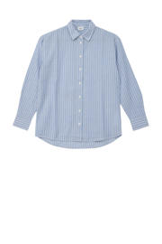 thumbnail: Blauw en witte meisjes s.Oliver blouse van katoen met strepenprint, lange mouwen, klassieke kraag en knoopsluiting