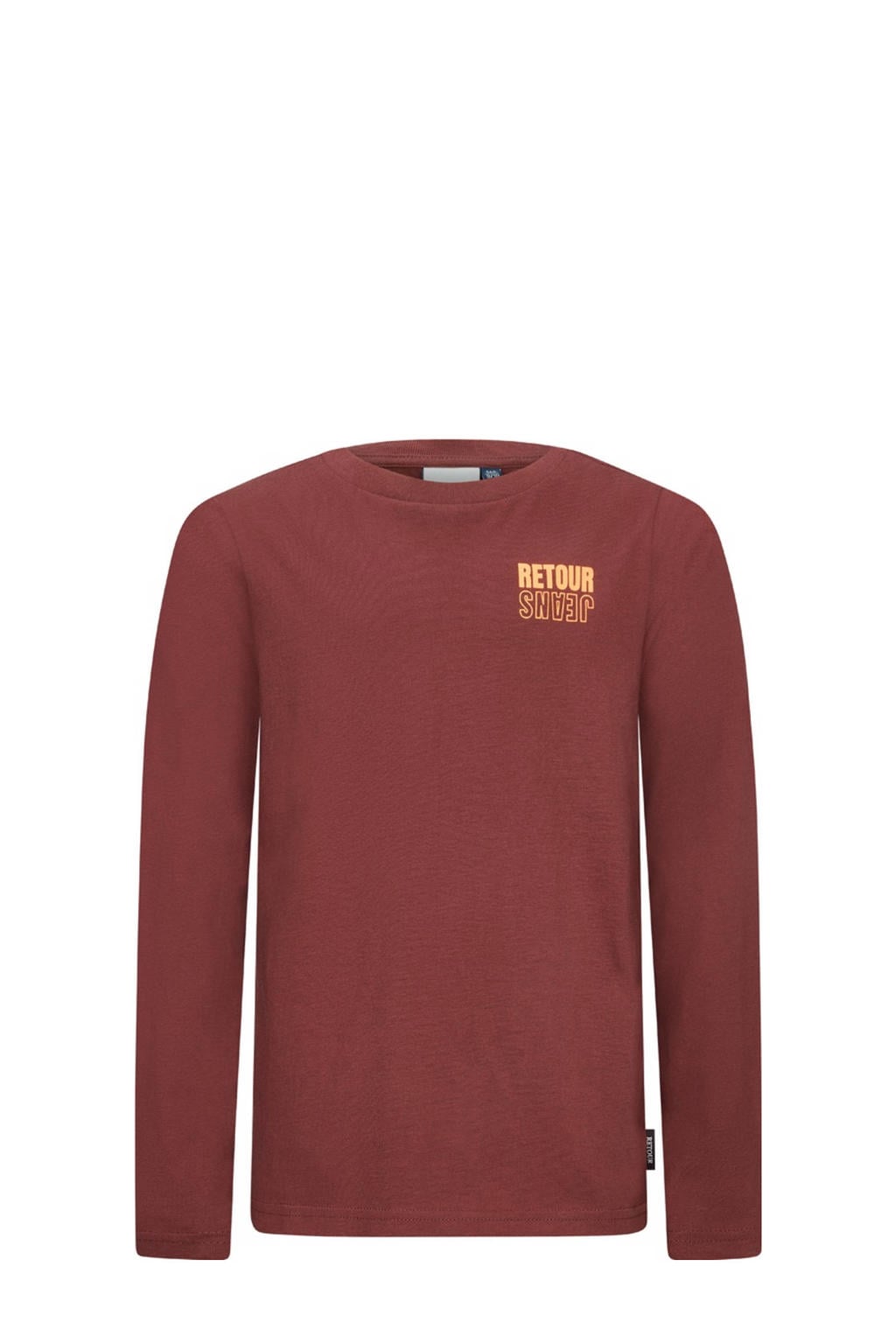 Donkerrode jongens Retour Jeans longsleeve van katoen met backprint, lange mouwen en ronde hals