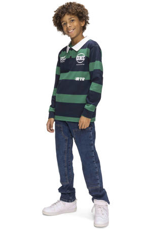 gestreepte polo donkerblauw
