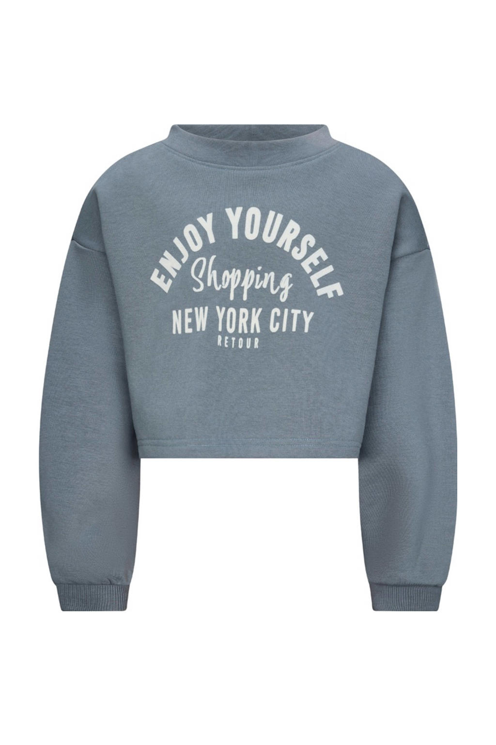 Grijze meisjes Retour Jeans sweater van katoen met printopdruk, lange mouwen en ronde hals