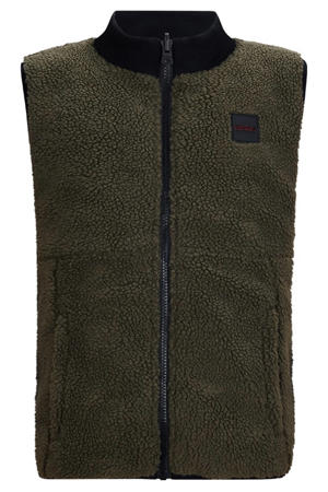 reversible teddy bodywarmer donkergroen