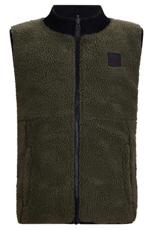 reversible teddy bodywarmer donkergroen