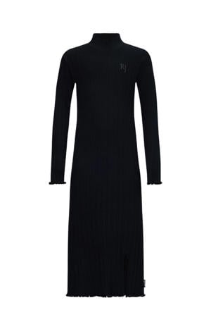 maxi jurk rib gebreid zwart