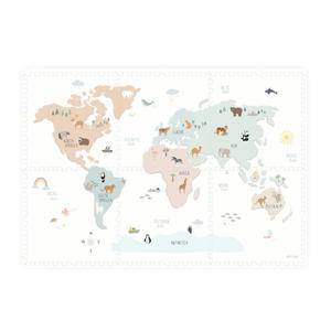 EEVAA 3-in-1 omkeerbare puzzel Wereldmap (120x180cm - 6 tegels)