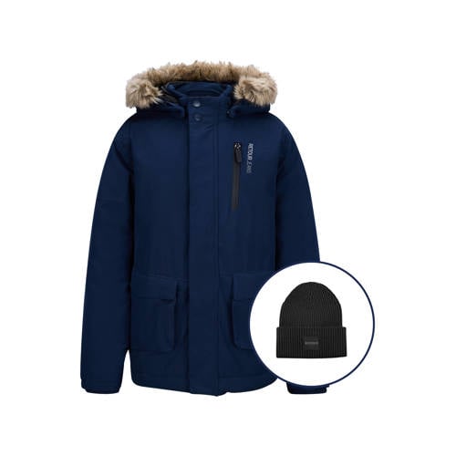 Retour Jeans parka donkerblauw + muts Jas Jongens Polyester Capuchon Effen - maat 116 afbeelding