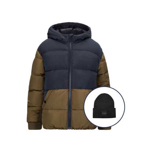 Retour Jeans gewatteerde jas zwart + muts Jongens Polyester Capuchon Meerkleurig