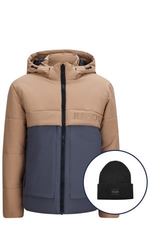 gewatteerde jas beige + muts